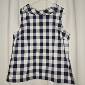 Navy and White Checkered Sleeveless Top